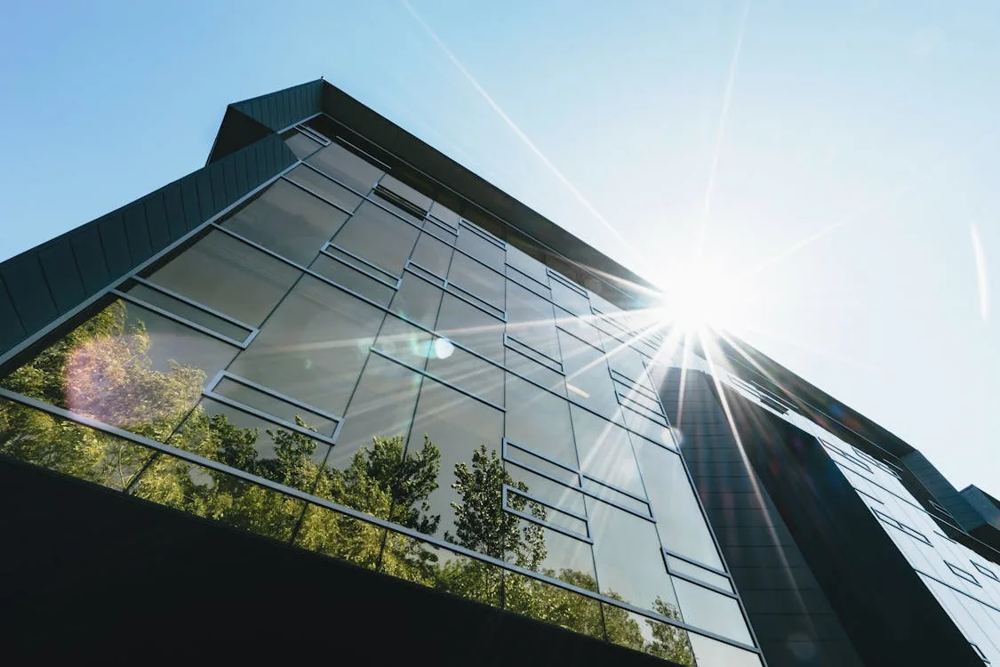 Glass building facade
