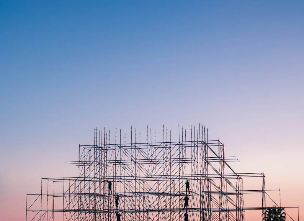 Scaffolding at dusk