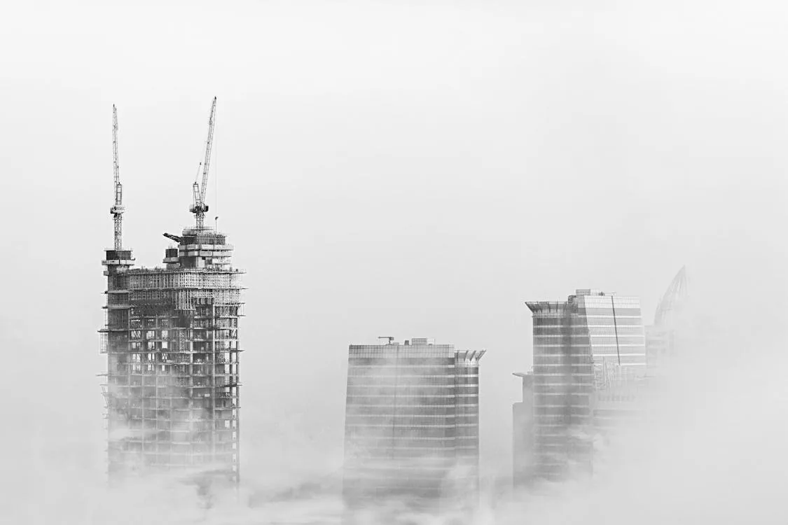 Tall buildings seen from below